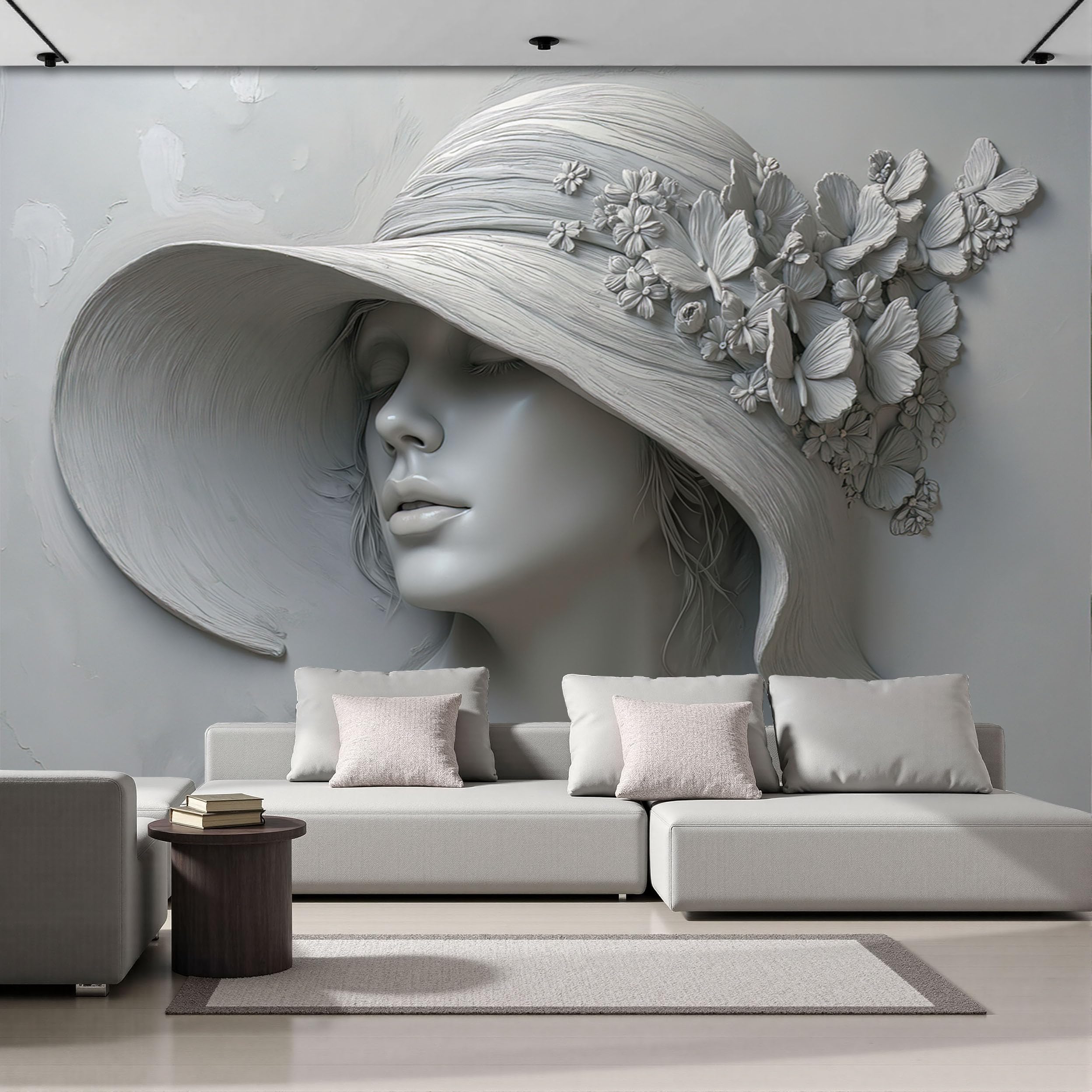 Chapeau fleuri 3D papier peint panoramique pour rompre la monotonie d'un grand mur blanc