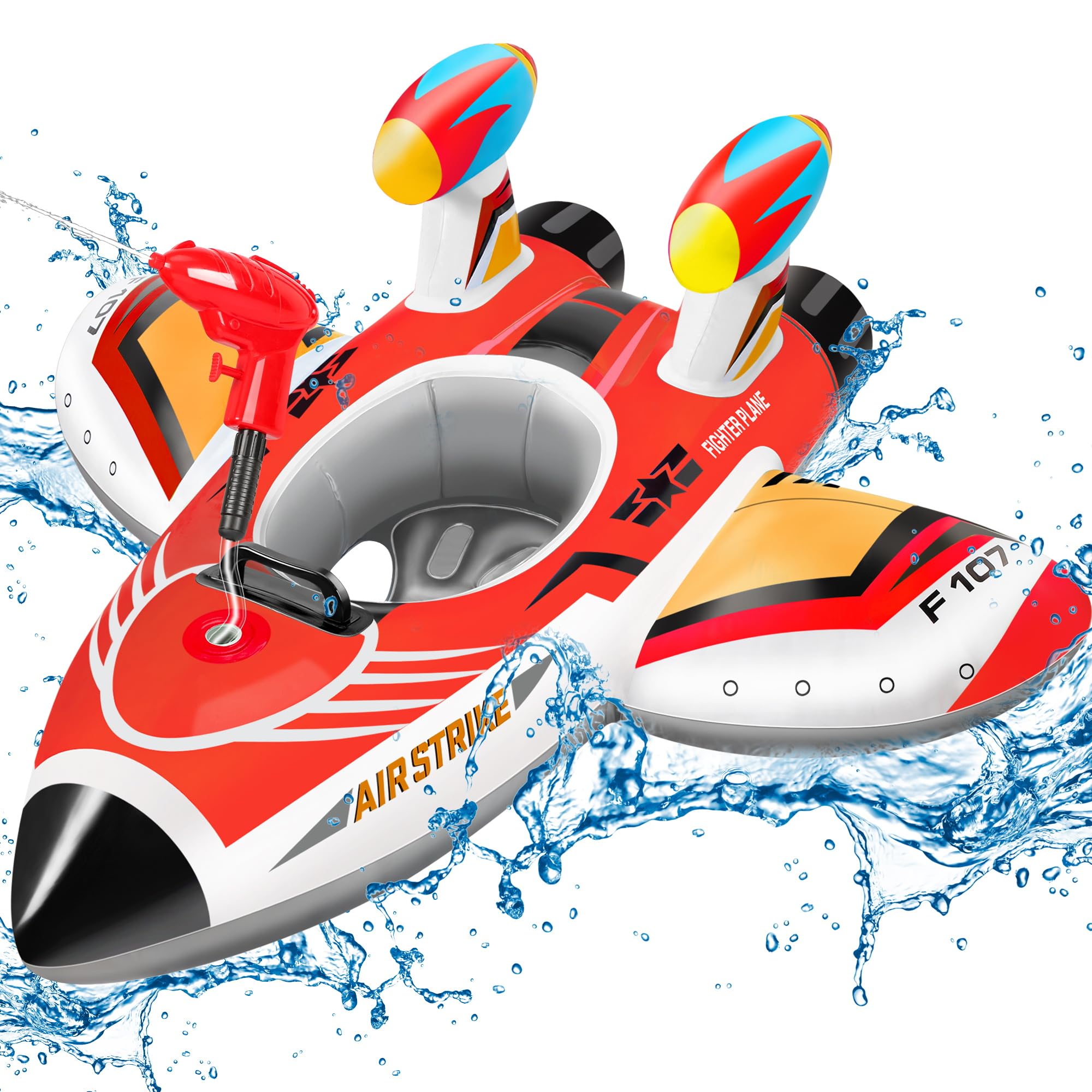 Salvagente Neonato con Pistola Acqua e Maniglia Galleggiante Piscina Bambini Giocattoli Gonfiabili per Piscina Giocattoli da Spiaggia per Bambini 3-6 Anni