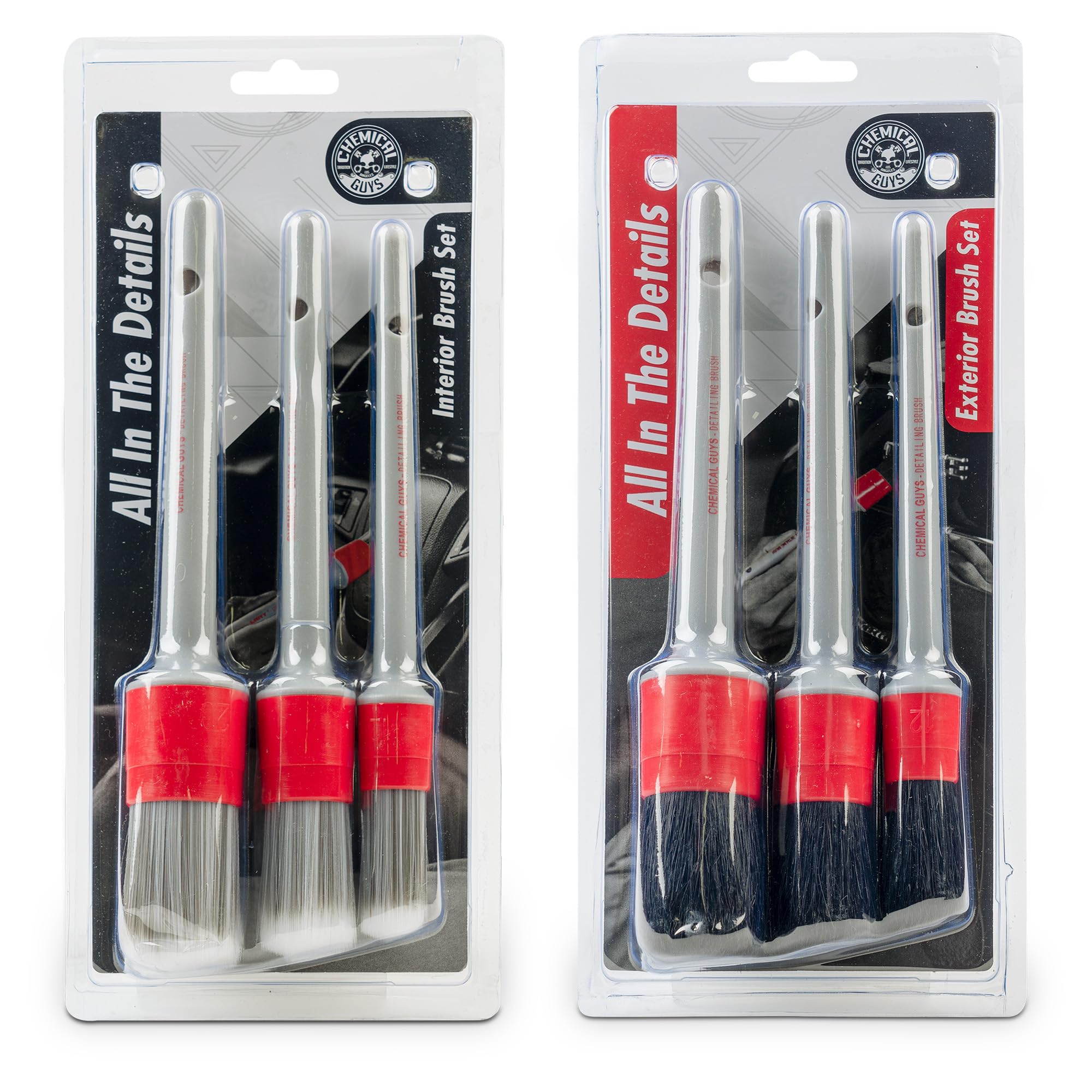 Chemical Guys ACC600BK All In The Details Details, Interior & Exterior Detailing Brushes Kit, For Hard To Reach Places, Safe For Cars, Trucks, SUVs, RVs, & More, (6 Items) Gray