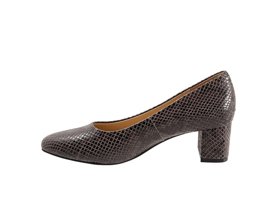Trotters Kari (Dark Grey Snake) Women's 1-2 inch heel Shoes INTERNATIONAL SHIPPING
