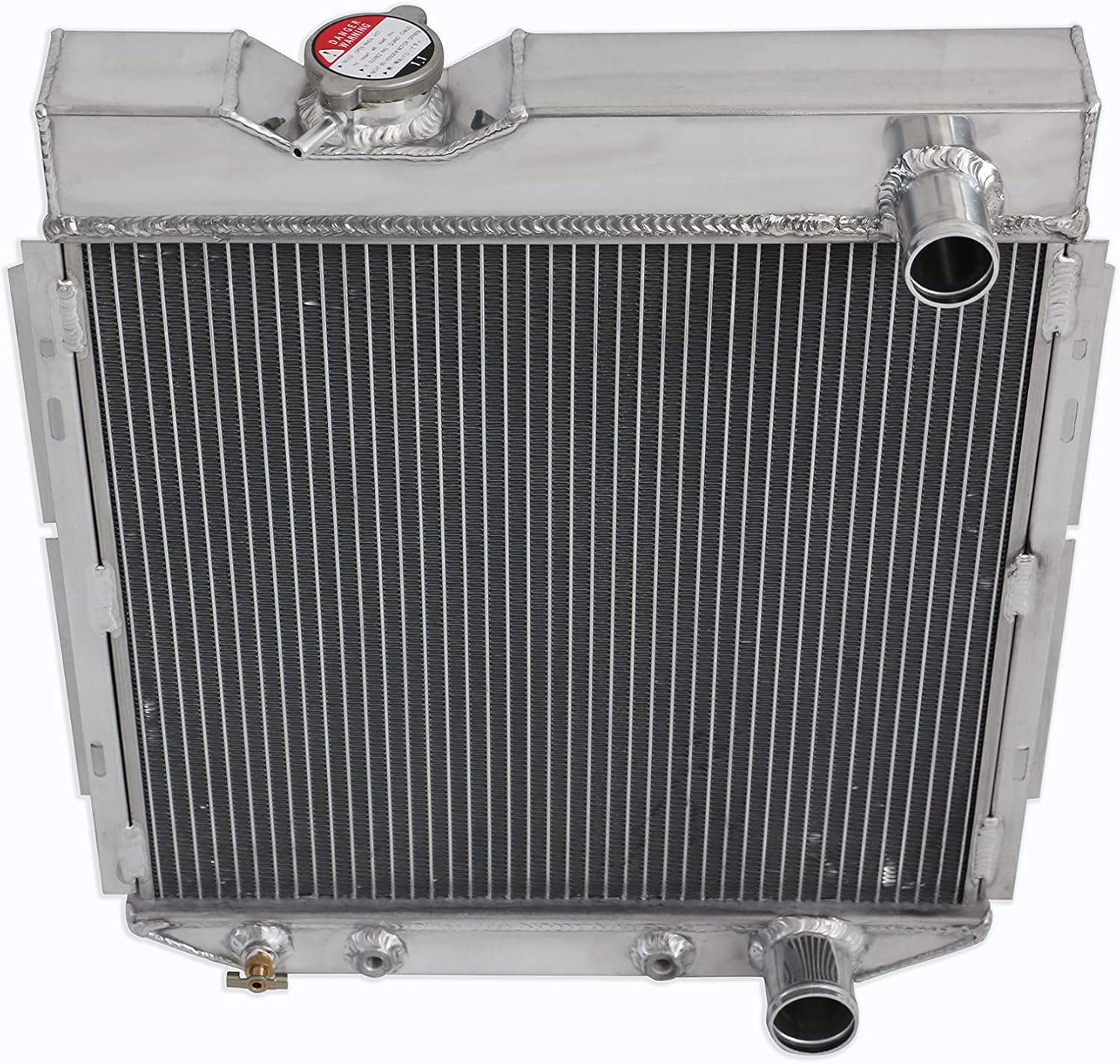 4 Rows Aluminum Core Radiator For 1963-1966 Ford MustangFalcon Mercury Comet ATMT V8 Model, 21 in tall (21 12 in with cap) x 19 58 in wide