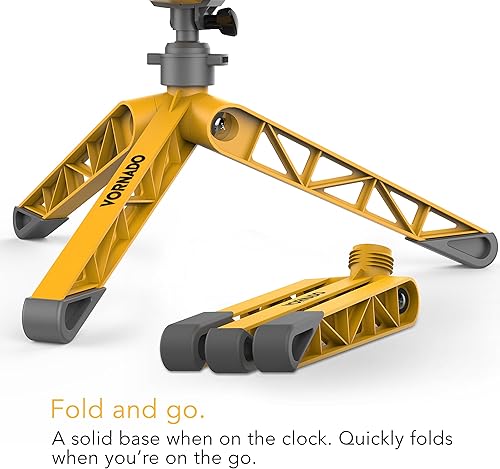 Miniatura 6 de Vornado EXO5 Ventilador circulador de aire resistente con carcasa de alto impacto, base de trípode plegable, accesorio de abrazadera, amarillo, 7