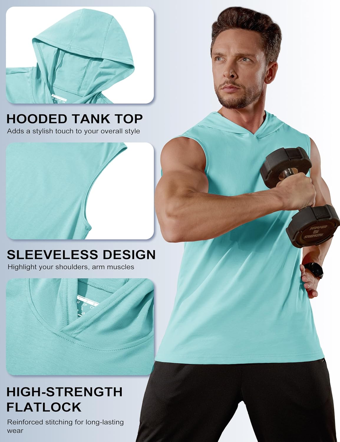 MAGCOMSEN Mens Tank Top Sleeveless Hoodie Cotton T-Shirt Summer Casual Shirt Muscle Tee - Image 5