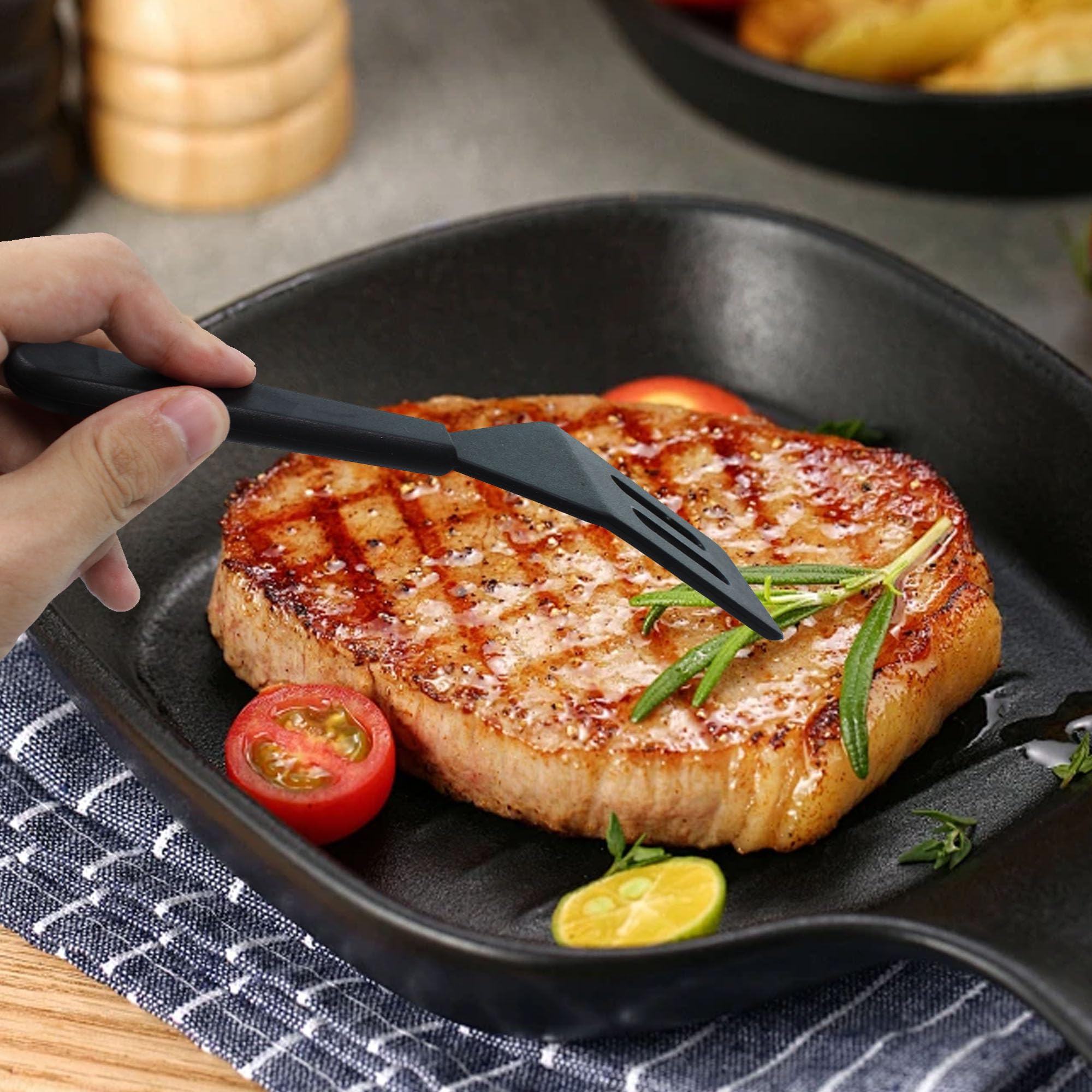 Septe Mini espátula de silicona, espátula para brownie, espátulas pequeñas para uso en cocina, paquete de 2 (negro)