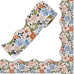 JarThenaAMCS 66Ft Boho Floral Bulletin Board Border Summer Colorful Pansy Borders Self Adhesive Retro Flower Trim Border Stickers Roll for Back to School Classroom Office Home Party Decor