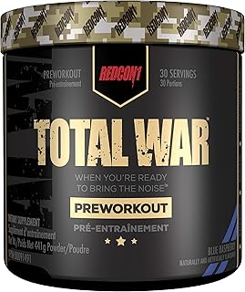 Redcon1 Total War - Pre Workout, 30 Servings, Boost Energy, Increase Endurance and Focus, Beta-Alanine, 250mg Caffeine, Citrulline Malate - Keto Friendly (Blue Raspberry)