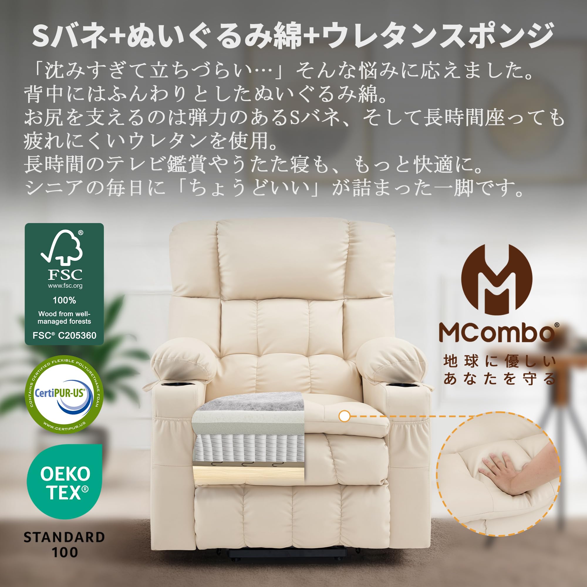電動ソファー】リクライニング・立ち上がり支援機能付き一人用 【公式 