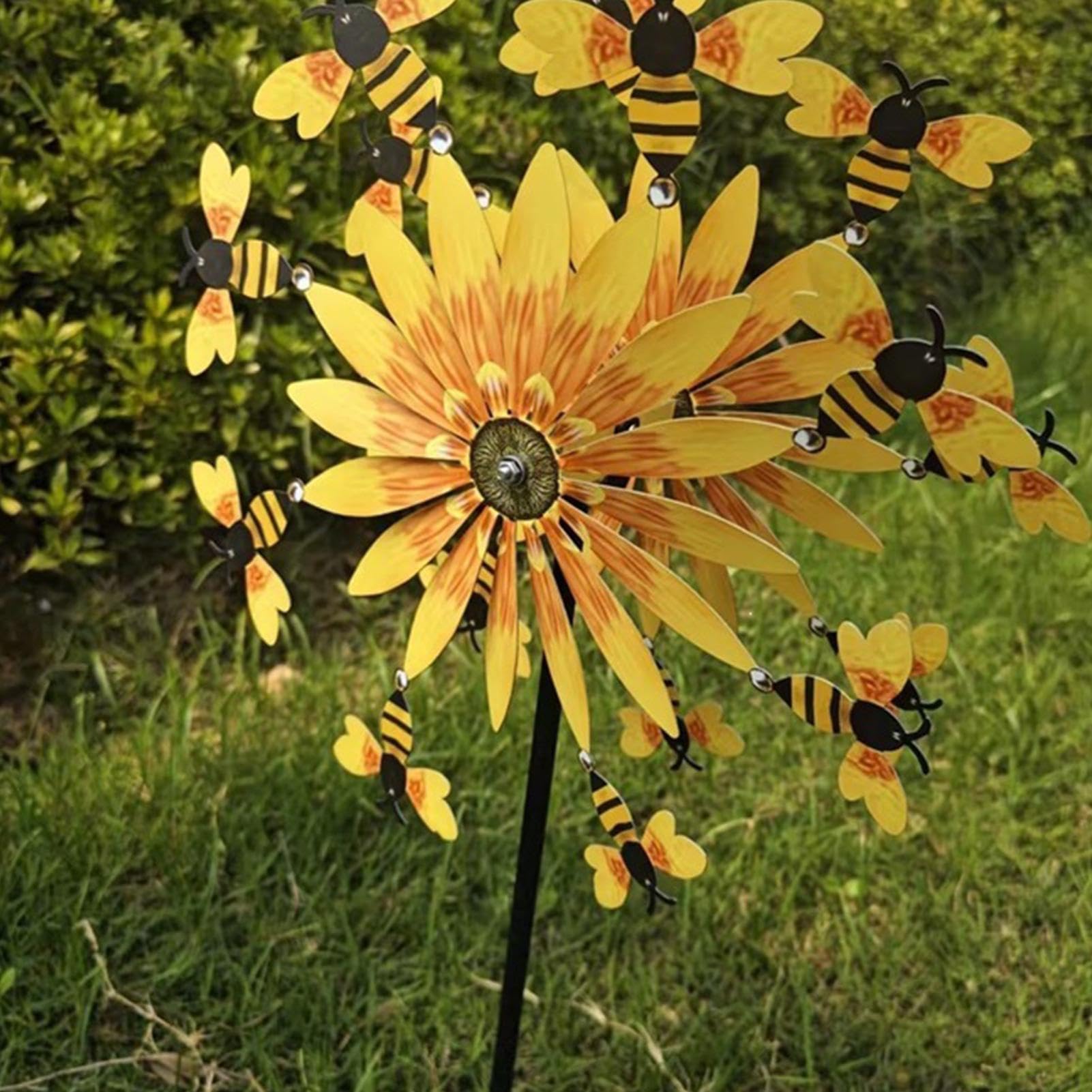 Molinillos de viento de jardín | Motion Art Girasol de al aire libre – Molinillo de viento para porche – para patio delantero, patio, porche, patio trasero, césped, vacaciones, inauguración de