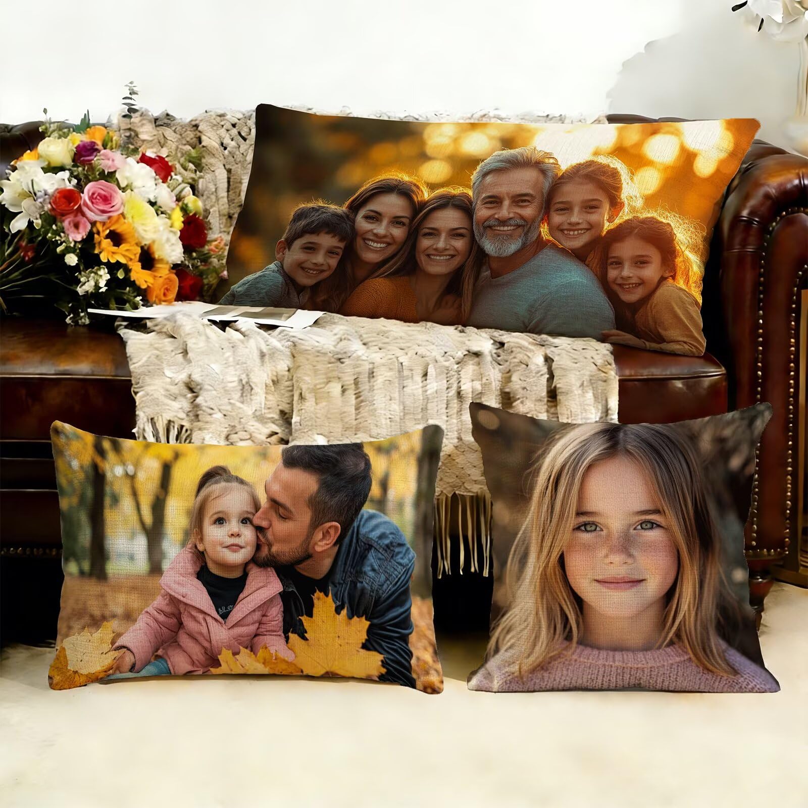 Kissen Personalisiert, Kissenbezug 60x180 - Kissen mit Foto Personalisiert mit Eigenem Foto & Text - Doppelseitig Bedruckt Fotokissen Dekokissen, Zierkissen Sofakissen, Personalisierte Geschenke J1-2