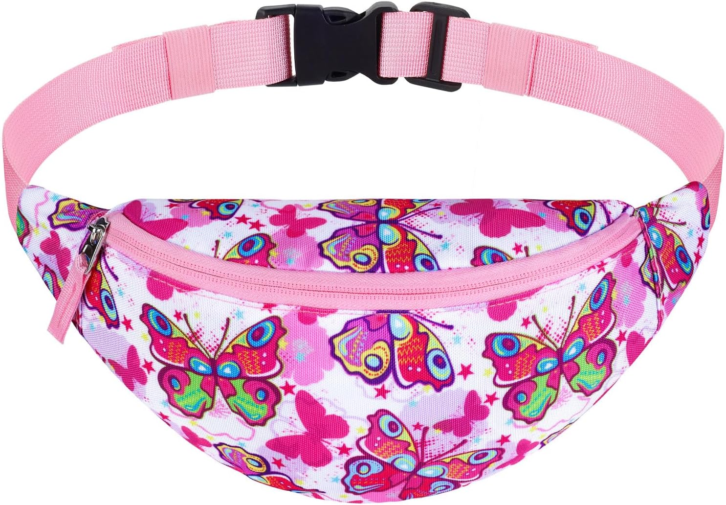 Butterfly Kids Fanny Pack for Girls, Travel Small Waist Bag Crossbody Belt Bag for Little Girls Toddler Cute Fanny Bag, Pink