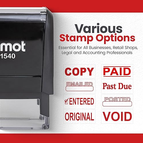 Miniatura 6 de Promot Sello de goma autoentintado - Sellos recargables para oficina, negocios, contabilidad, contabilidad, codificación, legal, notario, trabajo,