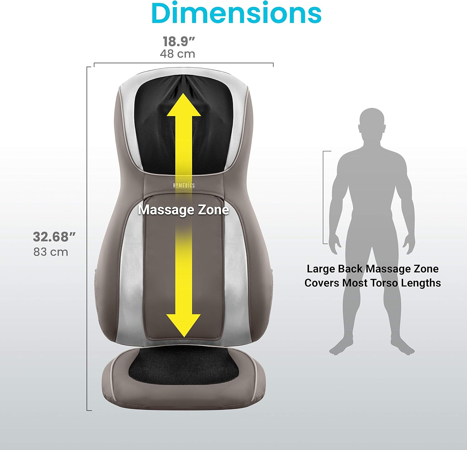 Dimensions of the massage cushion
