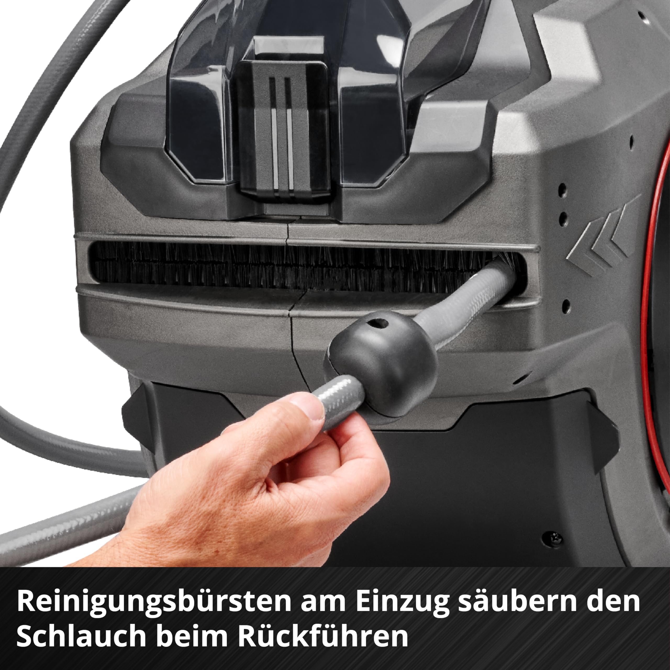 Einhell Akku-Schlauchtrommel GE-HR 18/30-1 Li-Solo Power X-Change (18 V, automatische Schlauchaufwicklung, bis zu 180° schwenkbar, Wandhalterung, 30 m Gartenschlauch & -spritze, ohne Akku)