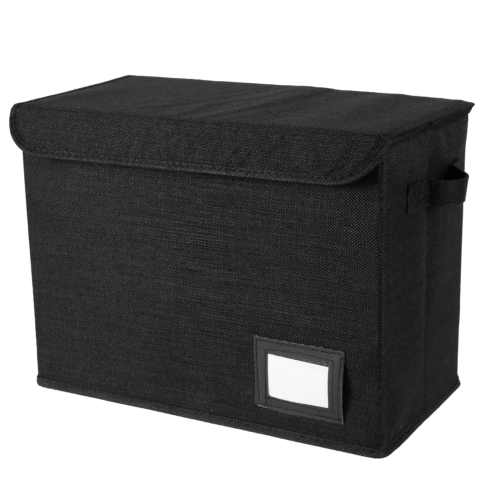 Foppla Black Document Box,Comic Book Storage Box Foldable Comic Book Bin Washable Integrated Comic Book Box Comic Book Organizer With Handle Enclosed Lid For Home Office (Black)