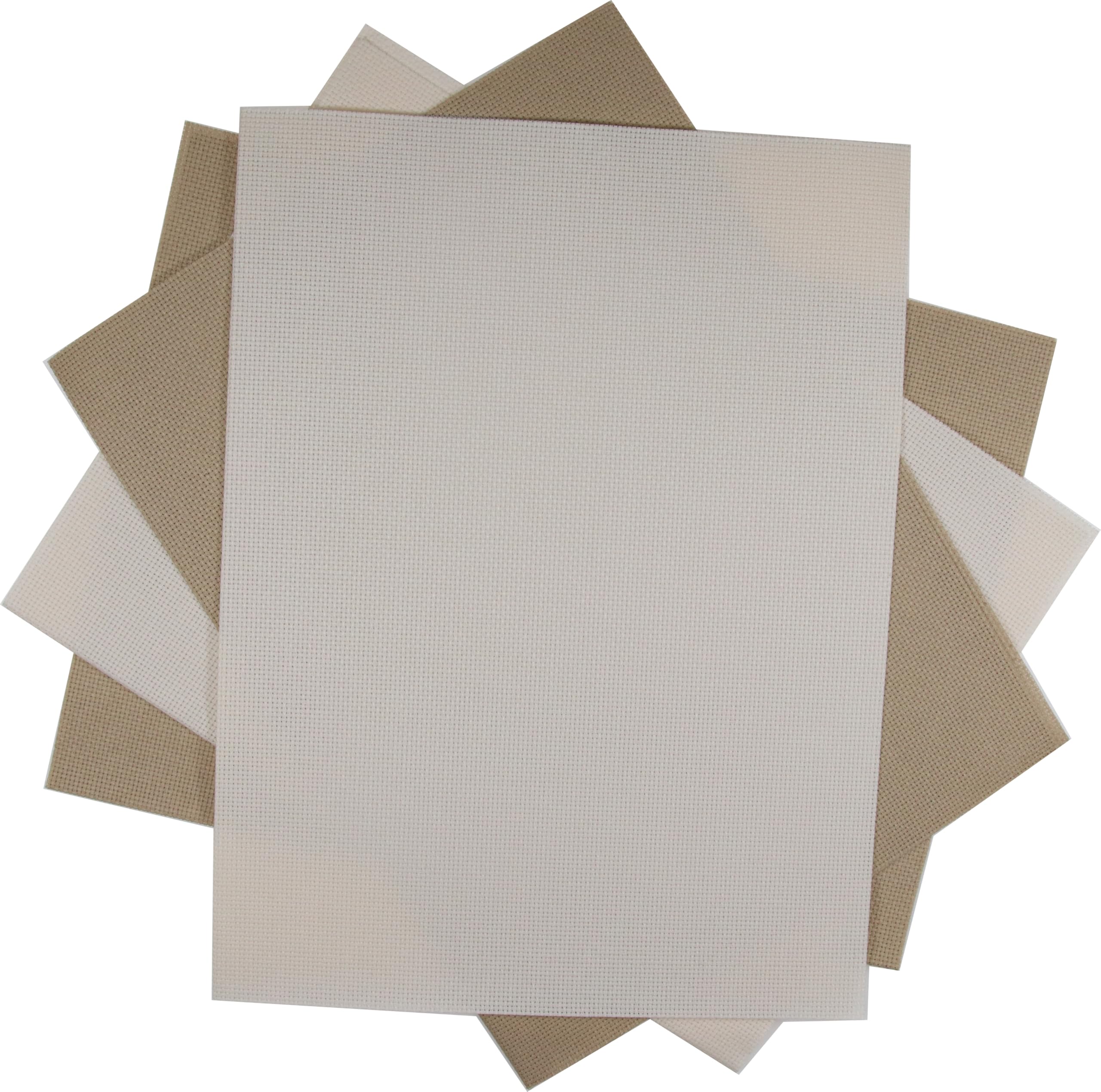 KCS 4/6 pc of 12" x 18" 30cmx45cm 16CT Counted Cotton Aida Cloth Cross Stitch Fabric (Ecru+Khaki, 4 pc)