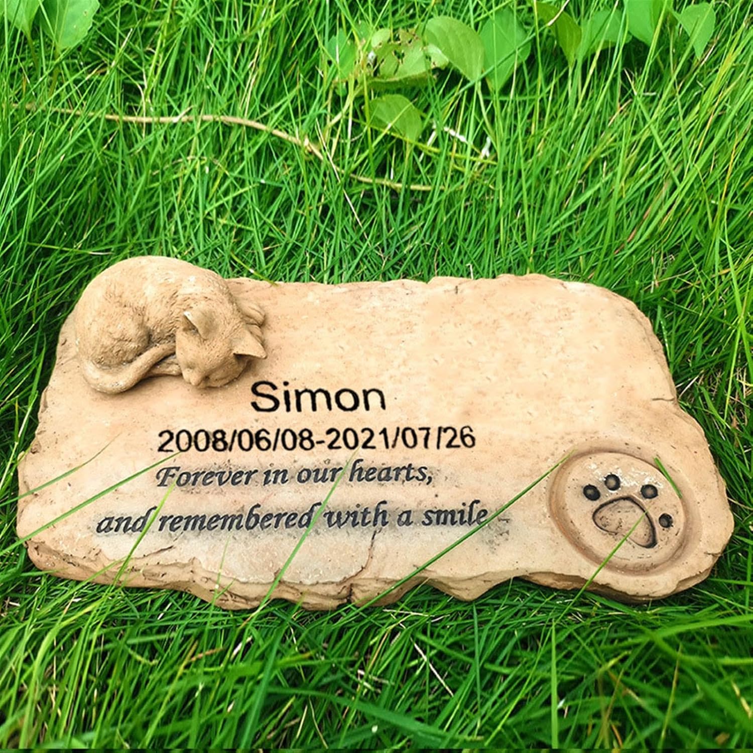 Personalized Pet Grave Markers - Beautiful Pet Memorial Stones for Cat Memorial Stones - Custom Pet Headstones for Cats - Cherished Cat Memorials & Funerary Remembrance Plaques,Sand Color