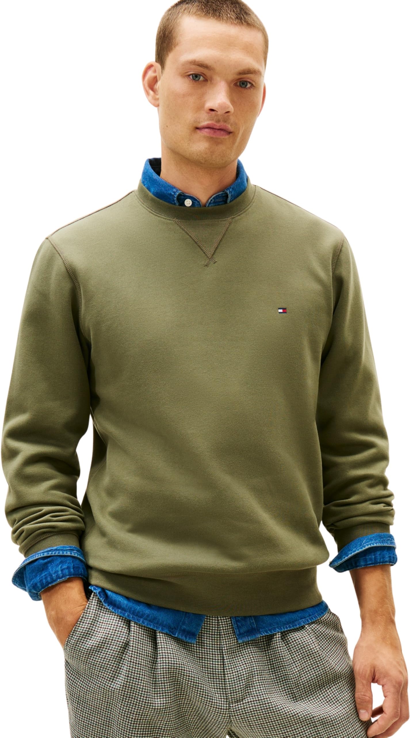 Tommy Hilfiger Adaptive ESS Seasonal Fleece Crewneck Mw0mw40000 Sudadera sin Botones Hombre (Pack de 1) — view 7