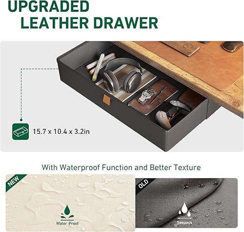 Miniatura 4 de FEZIBO Escritorio eléctrico de altura ajustable con cajón tablero de 48 x 24 pulgadas marco negroparte superior rústica marrón Bambú, Negro, Luz