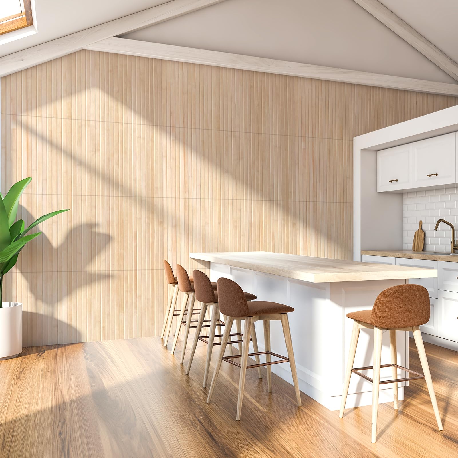 Art3d Panel de pared de bambú natural para decoración de paredes interiores, paneles renovables para pared, techo, muebles, gabinetes, oficinas, 30 x 244 cm, carbonizado