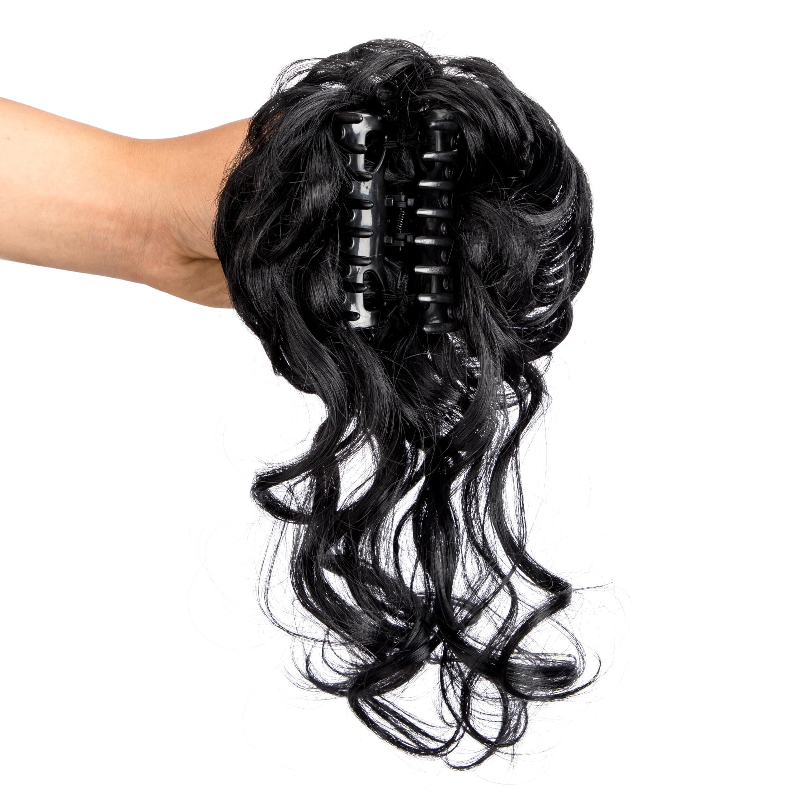 Claw Clip Messy Bun Hair Piece Tousled Updo Hair Buns Extension Elastic Hair Band Hair Pieces Curly Scrunchie For Women (Natural Black) - Image 4