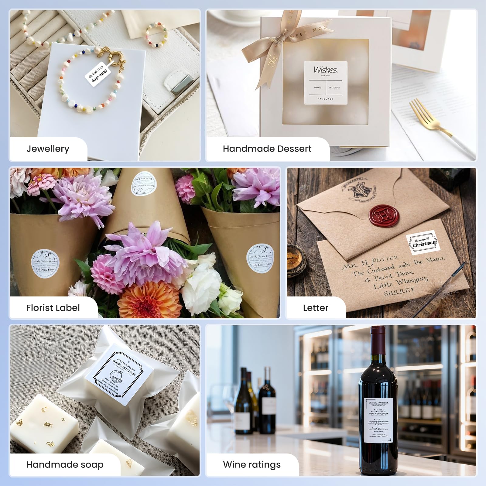 CLABEL Mini Stampante Etichette Portatile: 221B Bluetooth Termica Etichettatrice Adesive Codice a Barre Compatibile con iOS e Android Label Printer con 1 Rotolo di Etichette per Ufficio Casa(Blu)