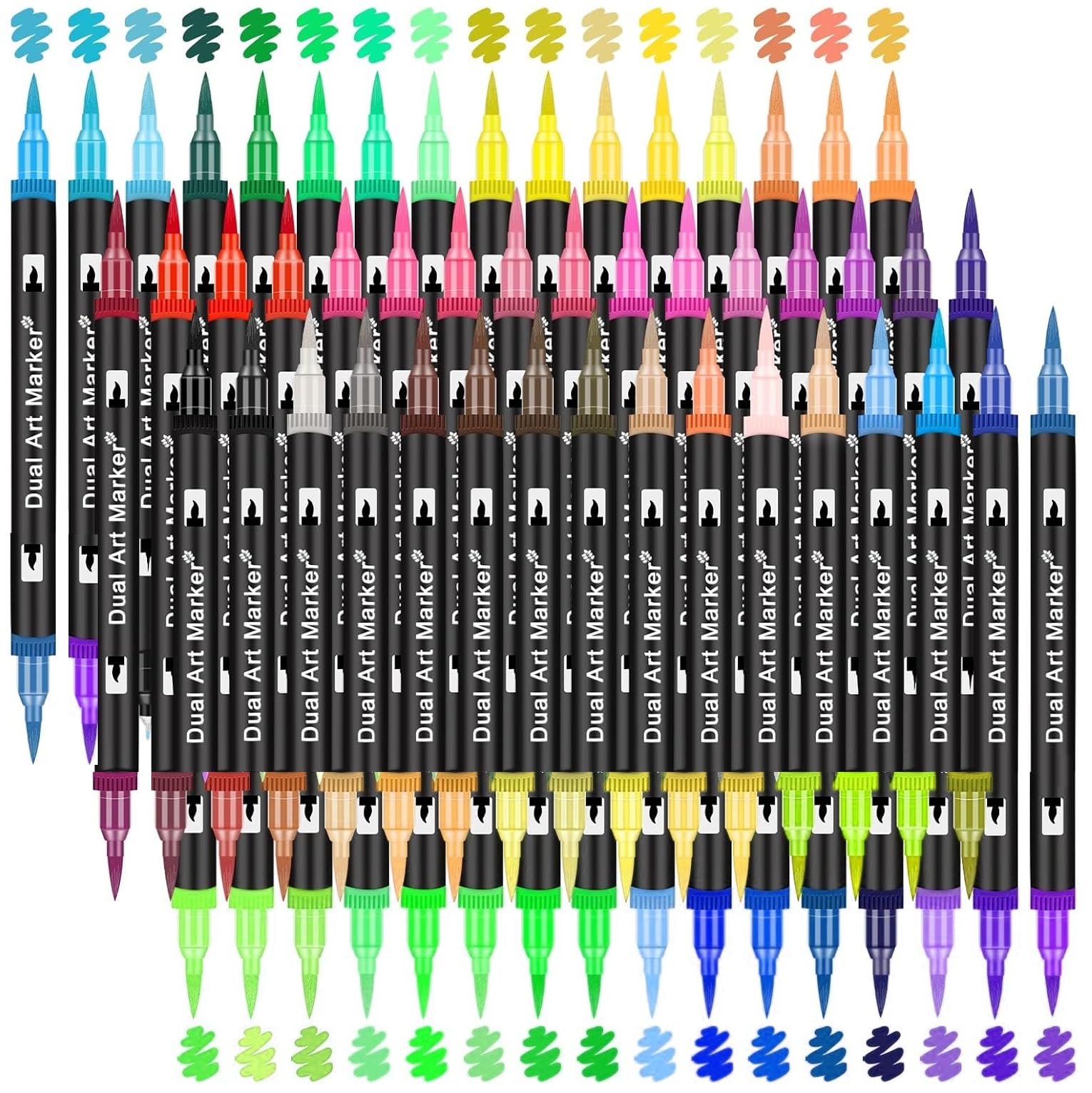 Amitasha 96 Shades Dual Tip Glitter Brush Markers Paint Pens Colors Fine Tip Set for Kids Adult Drawing, Painting, Wood, Canvas, Stone, Glass, DIY Crafts Art Supplies (48 Pens=96 Colours)