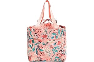 Vera Bradley Coral Floral Recycled Lighten Up Reactive Drawstring Family Tote Bag