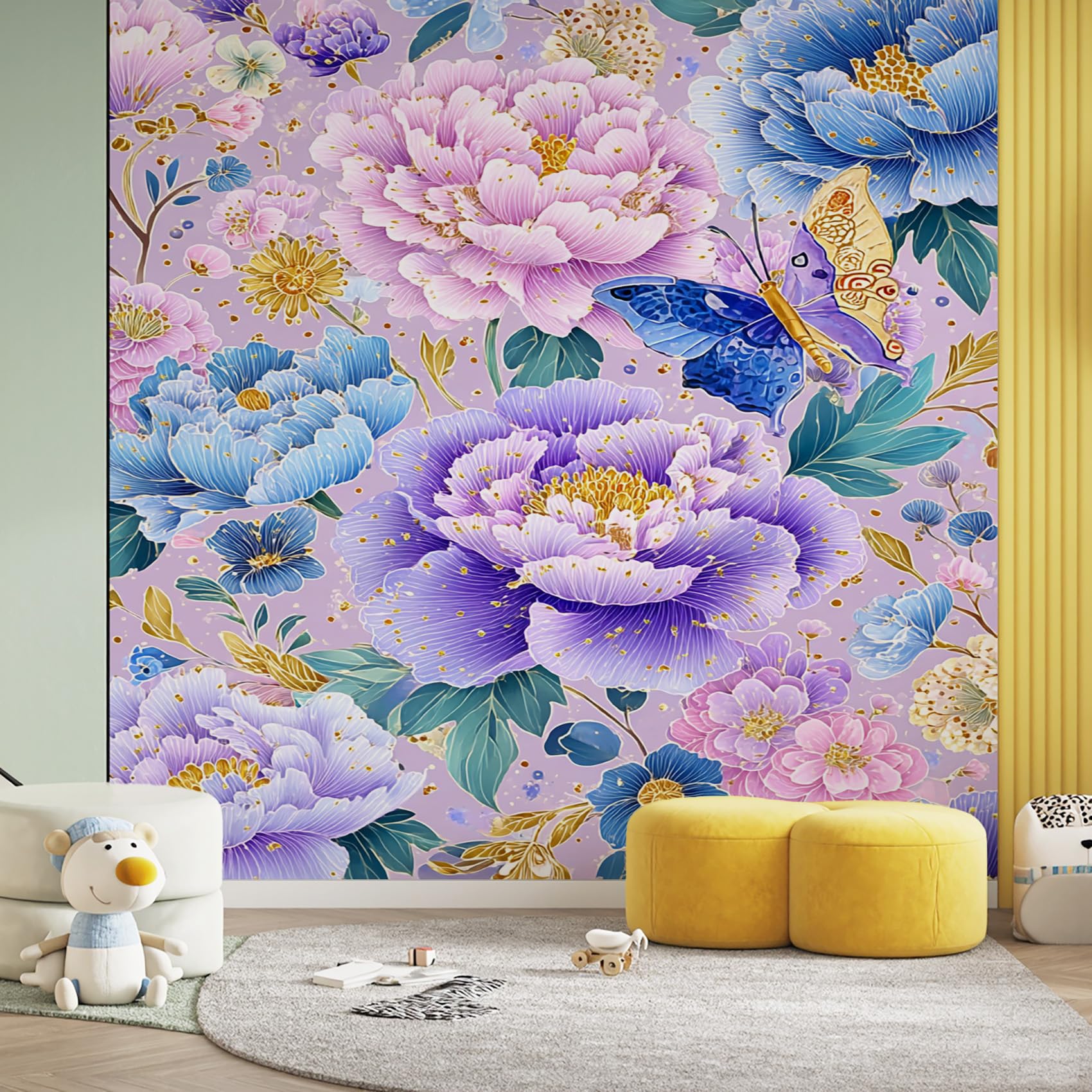 Papier Peint Panoramique Pivoine pour Créer un Salon Poétique et Romantique