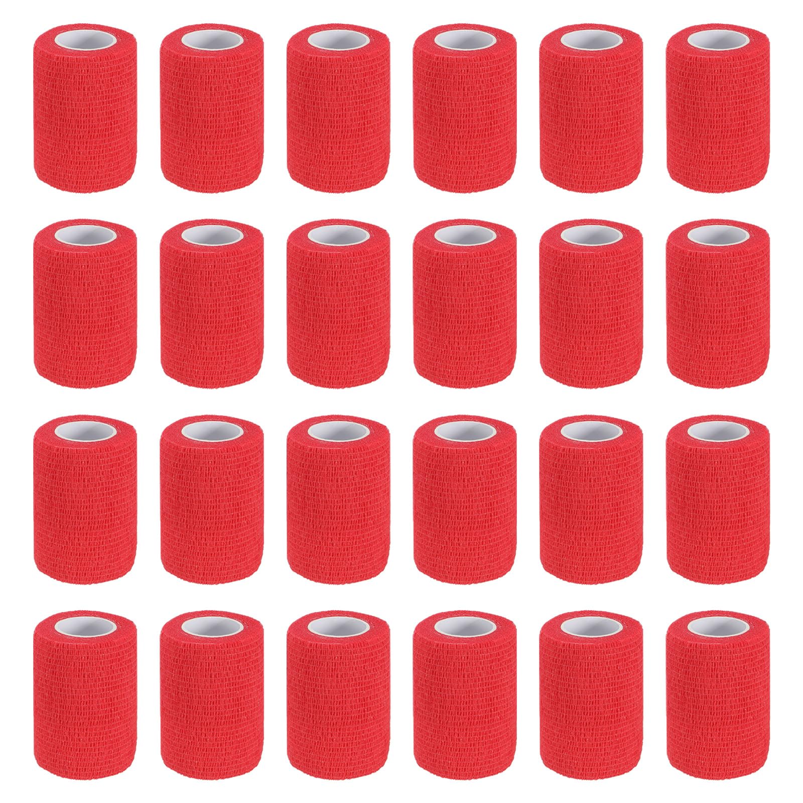 PATIKIL Self Adhesive Bandage Wrap 177" x 3", 24 Pcs Elastic Self Adherent Self Breathable Wrap Tape for Sport Stretch Athletic Wrist Ankle Outdoor Tape, Red
