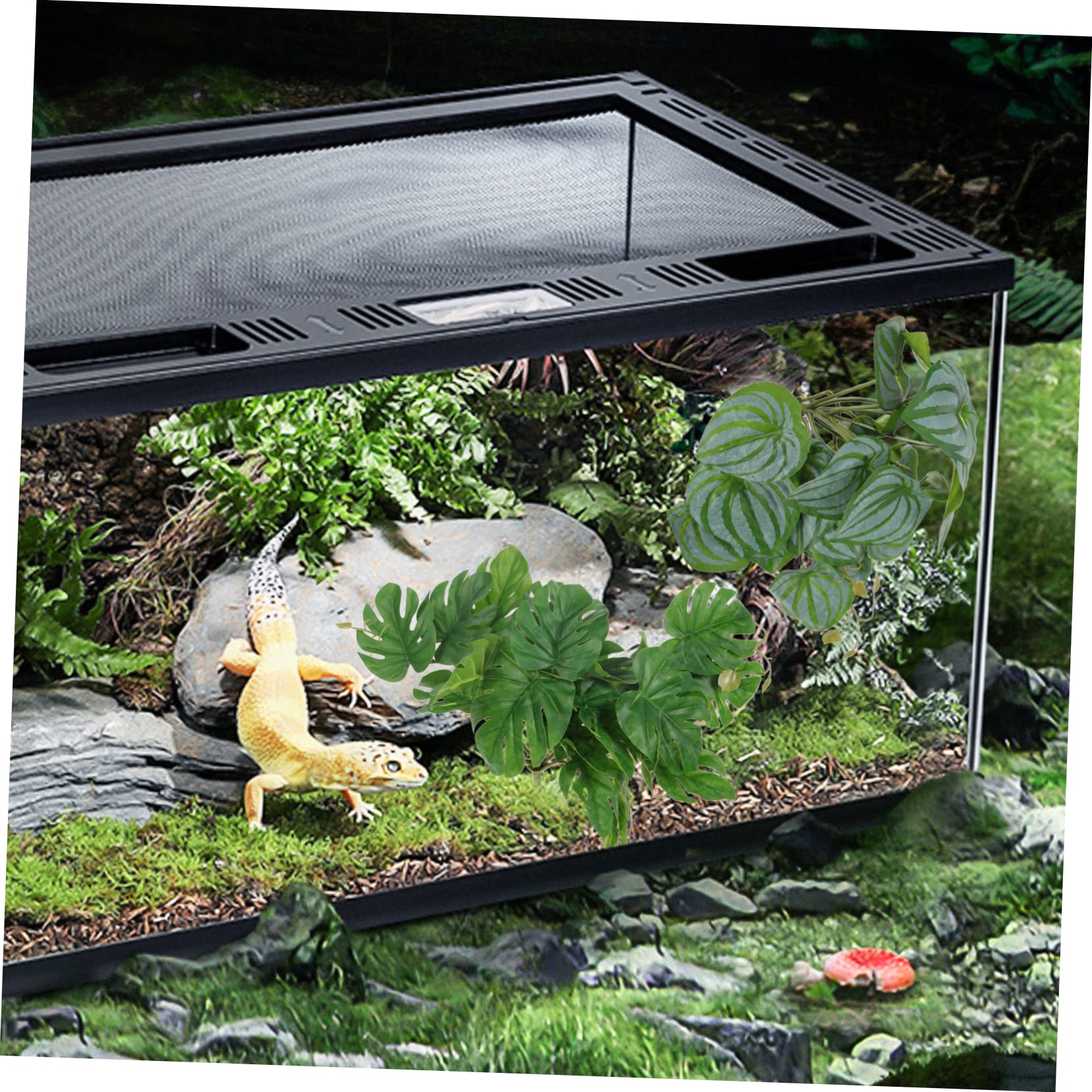 BESPORTBLE 10piezas Plantas Artificiales Decorativas para Terrario y Acuario Simuladas para Reptiles Fácil Instalación Ventosas Decoración De Hábitat para Tortugas y Peces