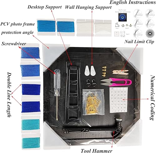 Miniatura 8 de EYANKUNG Kits de manualidades de arte de cuerda para adultos, principiantes, regalo único para mujeres (nido de pájaro de 8 x 8 pulgadas)