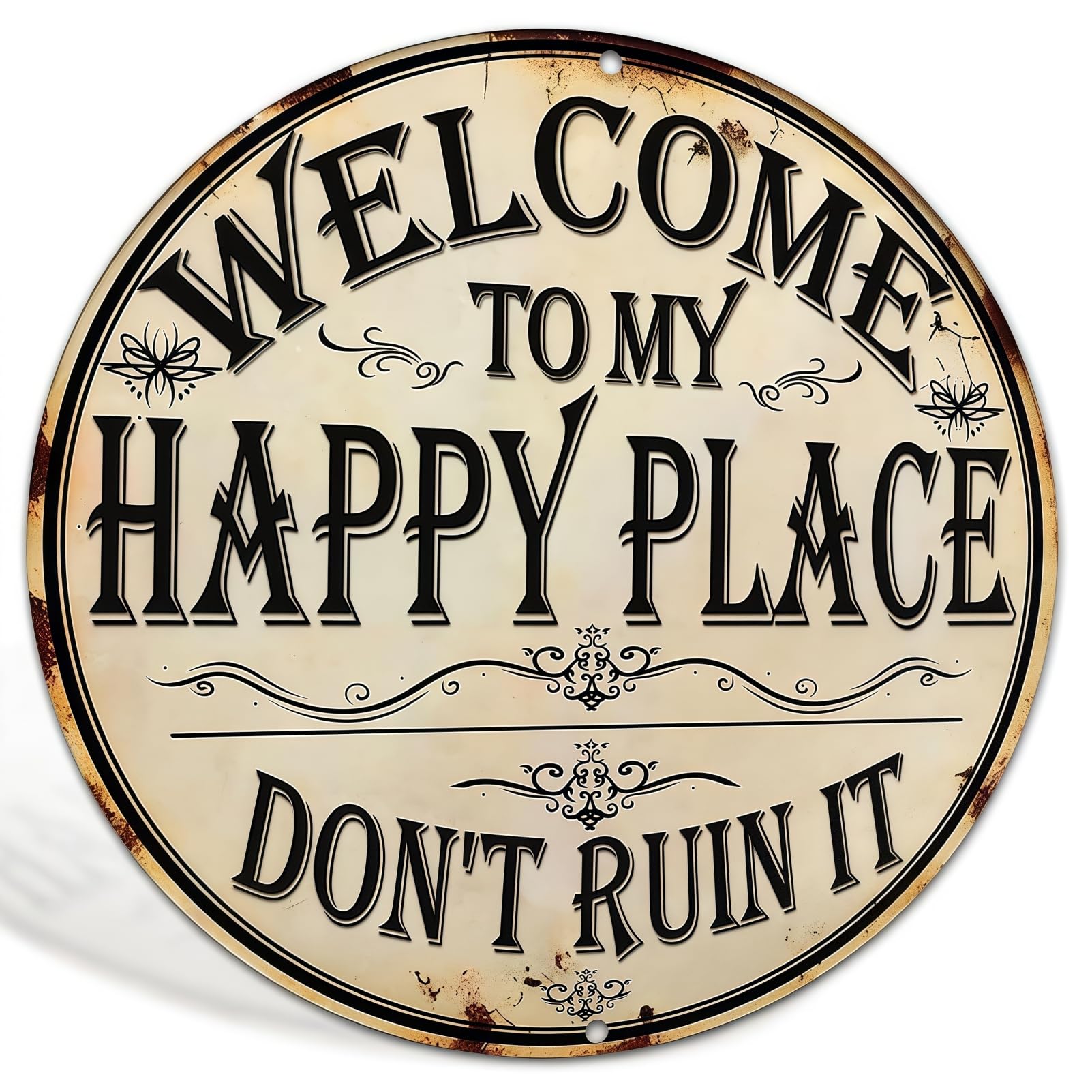 1Pc Vintage Welcome Metal Wall Art, Rustic Aluminum Sign for Home Decor, Funny Welcome Sign for Living Room, Bedroom, Porch, Bar, Cafe, Garden (20x20cm, 8x8 Inch)
