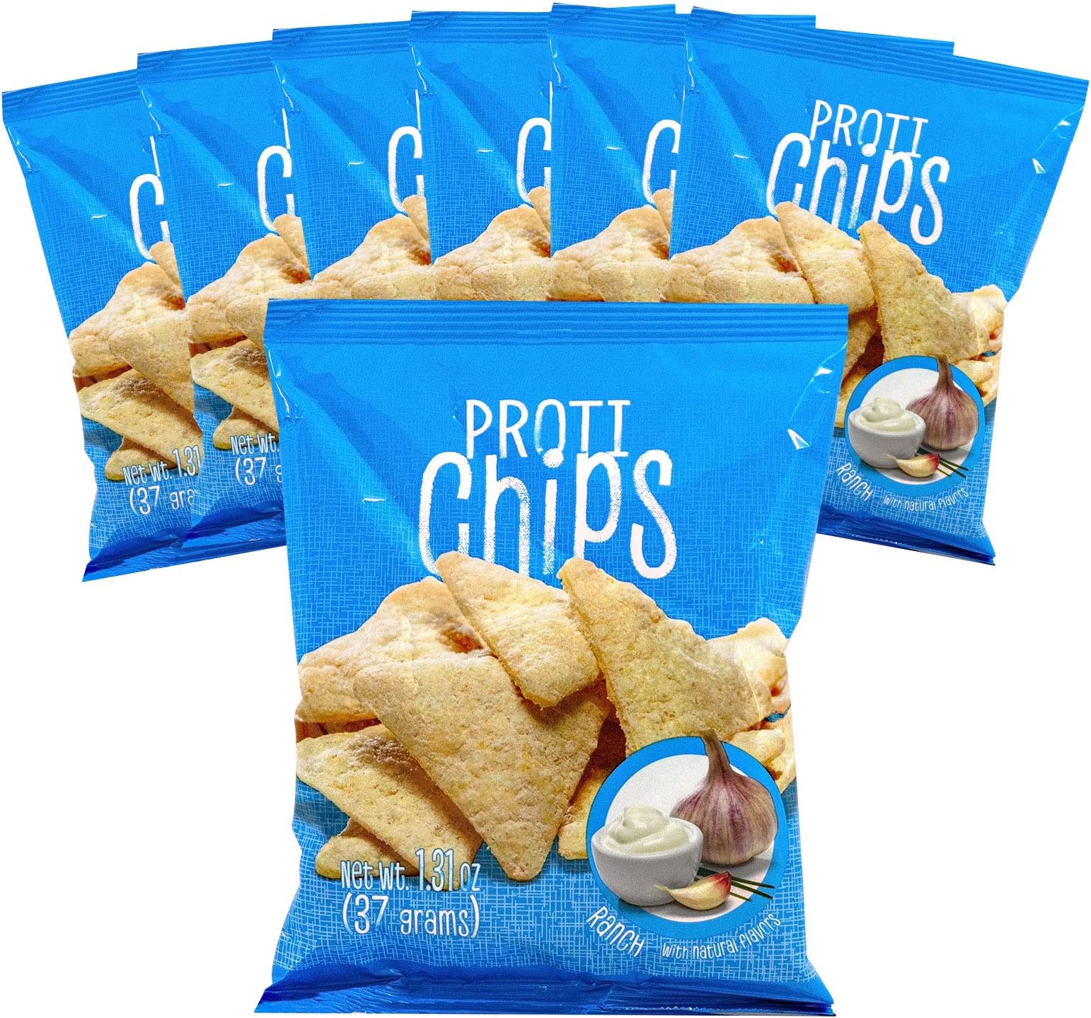 High Protein Ranch Crisps, Crunchy Diet Snack, Sugar-Free, 15g Protein, Low Fat, Low Carb, High Fiber, Gluten Free, Healthy Snack Chips, 1 Pack of 7 Servings Bags