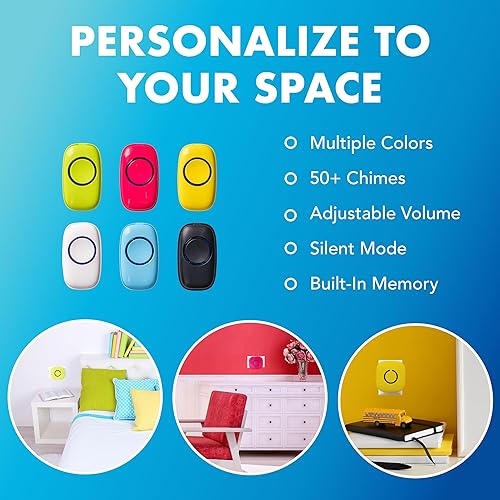 Miniatura 4 de Campanilla de puerta inalámbrica modelo C de SadoTech, con rango mayor a 500 ft, con más de 50 carrillones, no necesita baterías para el receptor