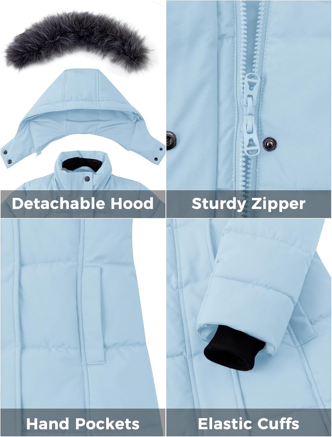ZSHOW Girls' Winter Coat Warm Long Puffer Jacket with Detachable Hood - Image 7