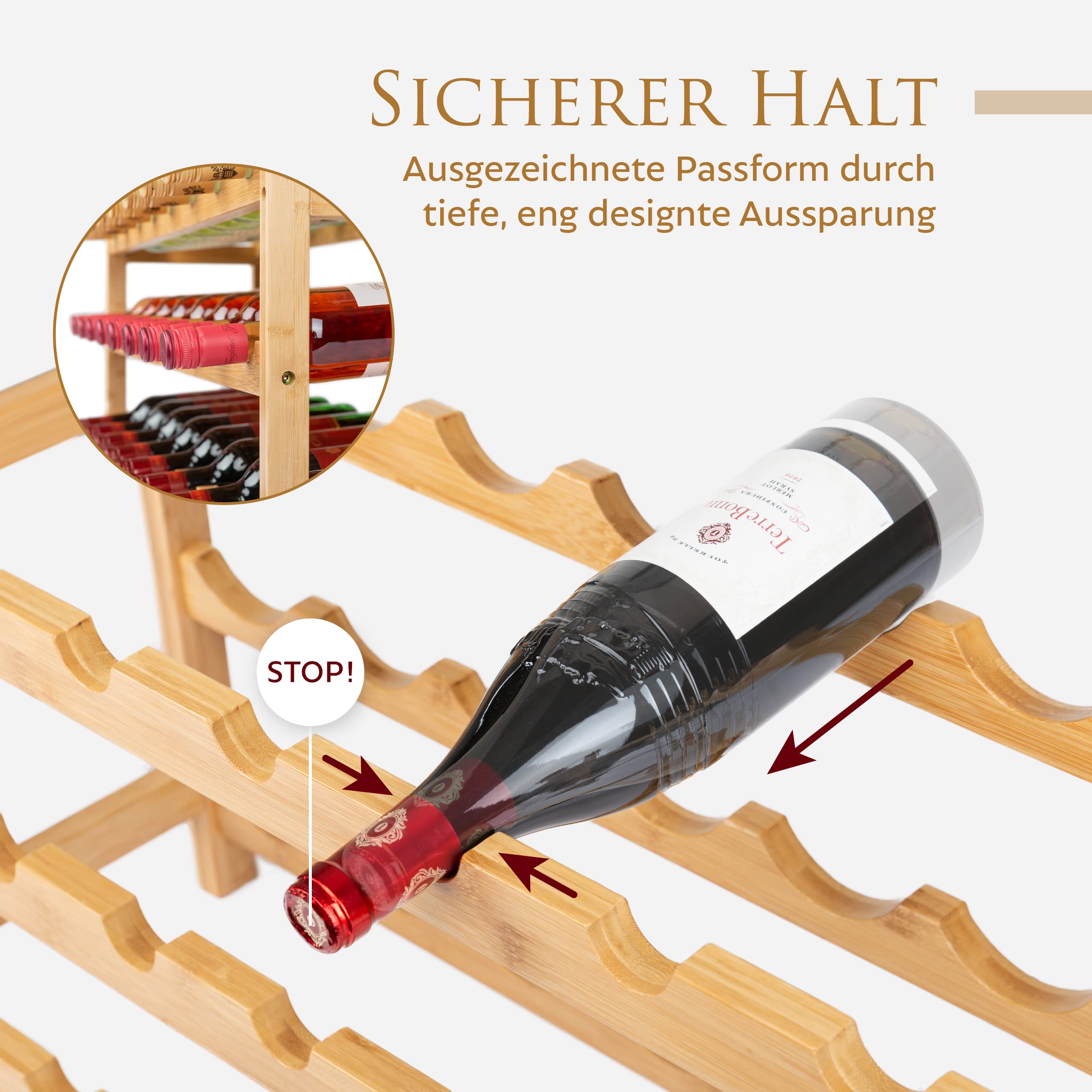 Weinregal Holz, 24 Flaschen, Flaschenregal Stapelbar, Getränkeregal Erweiterbar, Weinregal Stapelbar, Flaschenaufbewahrung, Flaschenregal Holz, Weinflaschenregal