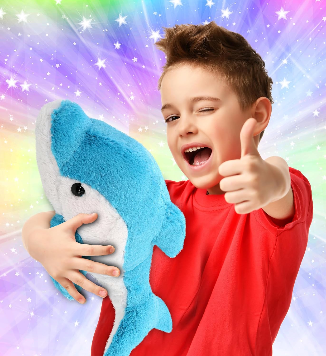 DolliBu Plush Dolphin Stuffed Animal - Soft Huggable Marine Blue Dolphin, Adorable Playtime Dolphin Plush Toy, Cute Sea Life Cuddle Gift for Kids & Adults - 18 Inch