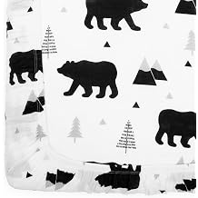 Organic Baby Changing Pad Cover - Muslin Fitted Changing Pad Cover for Boys - Soft and Breathable, Baby Bear Woodland, 16x32