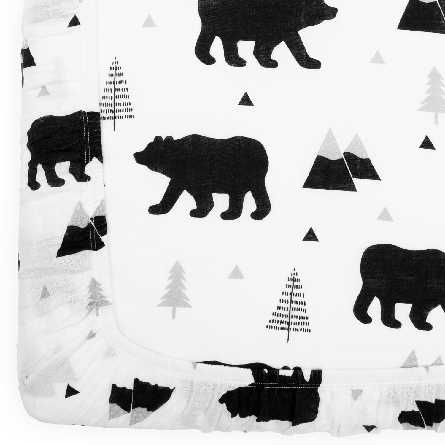 Organic Muslin Changing Pad Cover - Fitted Baby Changing Mat, Soft and Breathable, Eucalyptus Leaves, 16”x32”