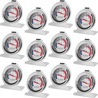 12Pcs Refrigerator Thermometer -30~30°C/-20~80°F Fridge Analog Freezer Thermometer Stainless Steel Large Dial Temperature Gauge for Home, Kitchen, Restaurants Refrigerator