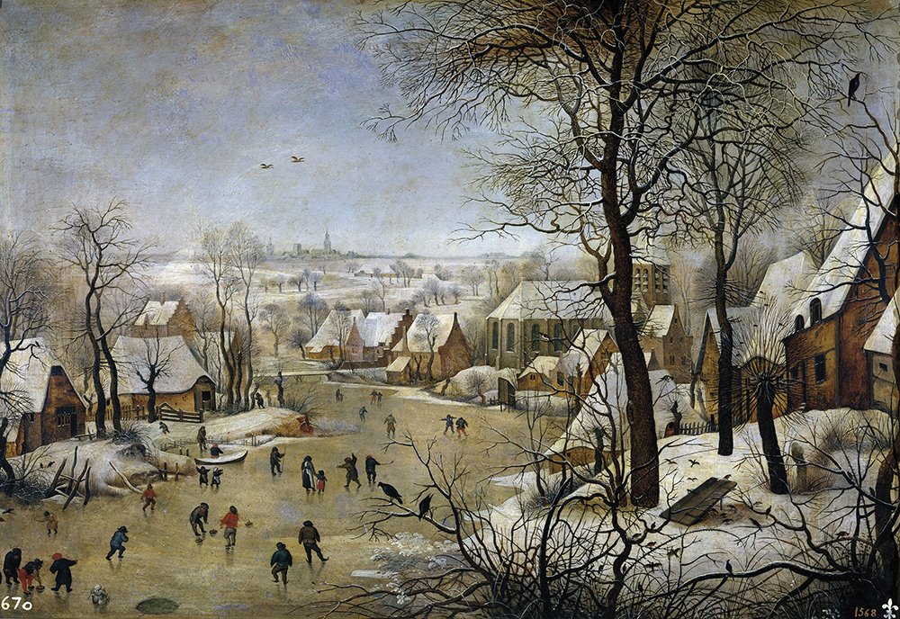Winter Landscape with a Bird-Trap Tableau Bruegel Toile Art Grand Format