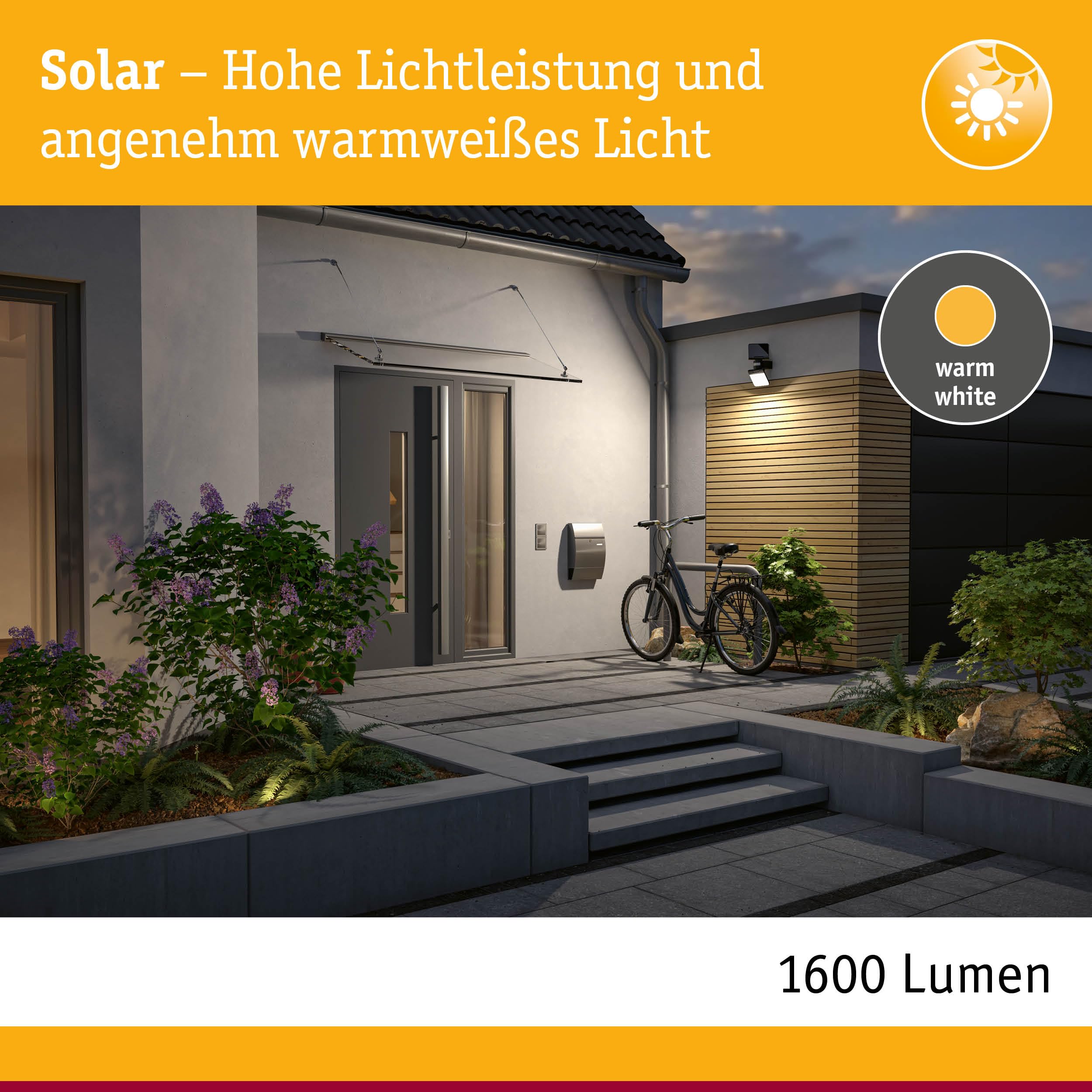 Paulmann Outdoor reflektor solarny Lesla IP65 3000 K USB PIR antracyt 94609