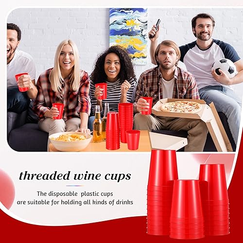 Miniatura 6 de Mifoci 24 vasos de plástico para estadios de 16 onzas en blanco, reutilizables, apilables, para niños, fiestas de cumpleaños, bodas, eventos,