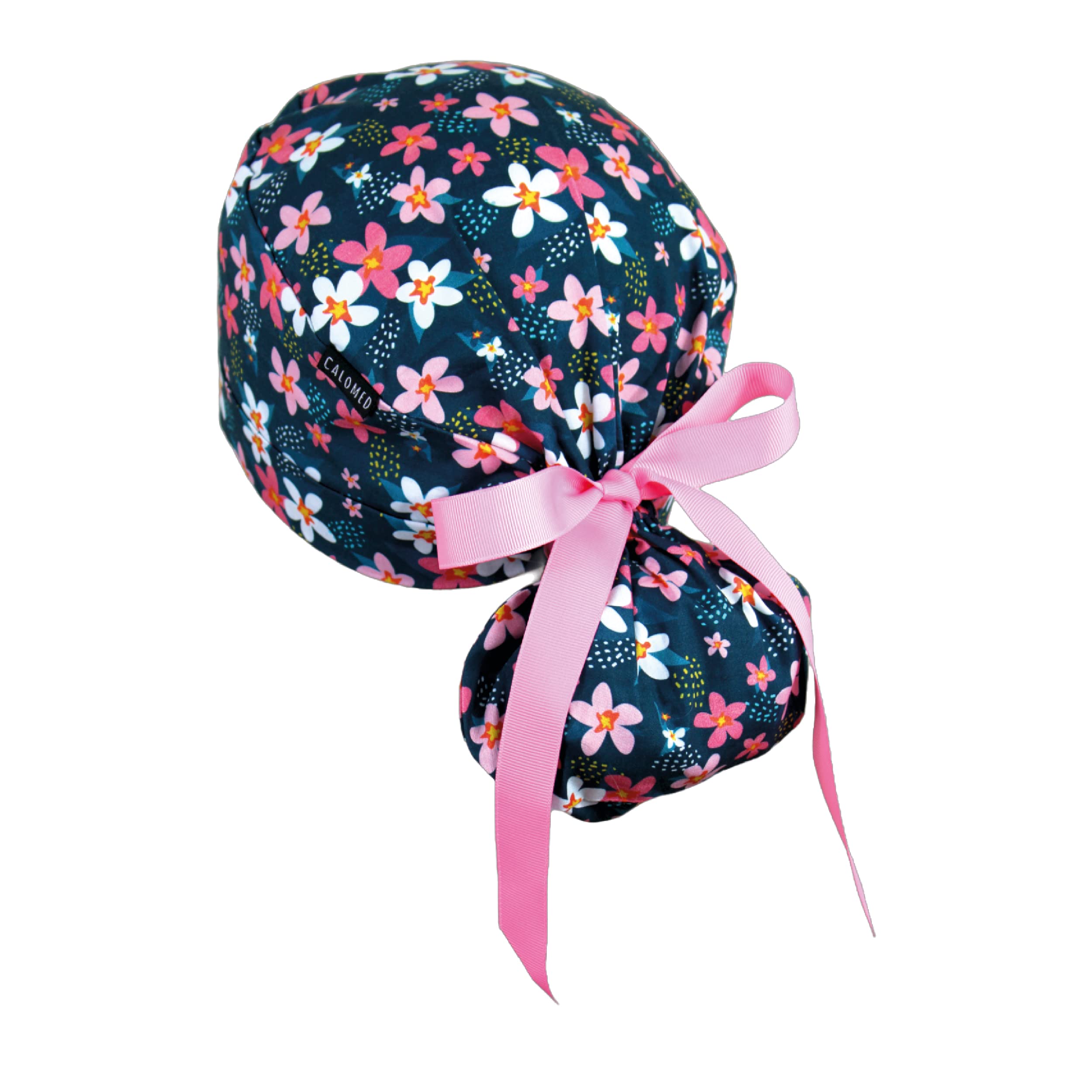 Scrub Cap for Women and Men, Ponytail Scrub Caps, Working Hat, Head Cover with Ribbon Ties and Buttons, Long Hair