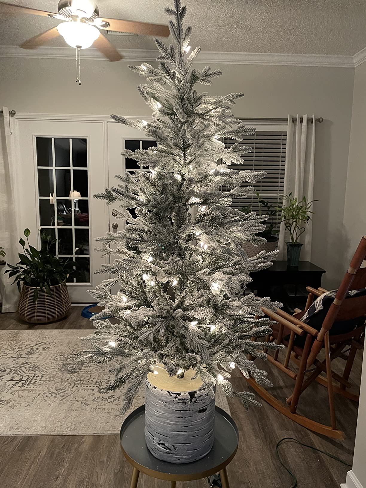 16/mo Finance Puleo International 4.5 Foot PreLit Potted Flocked Arctic Fir Artificial