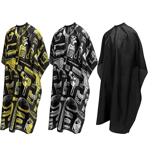 FEBSNOW 3 piezas de capa profesional para barberos para adultos, capa de salón de peluquería para peinado y coloración del cabello, Varios colores,