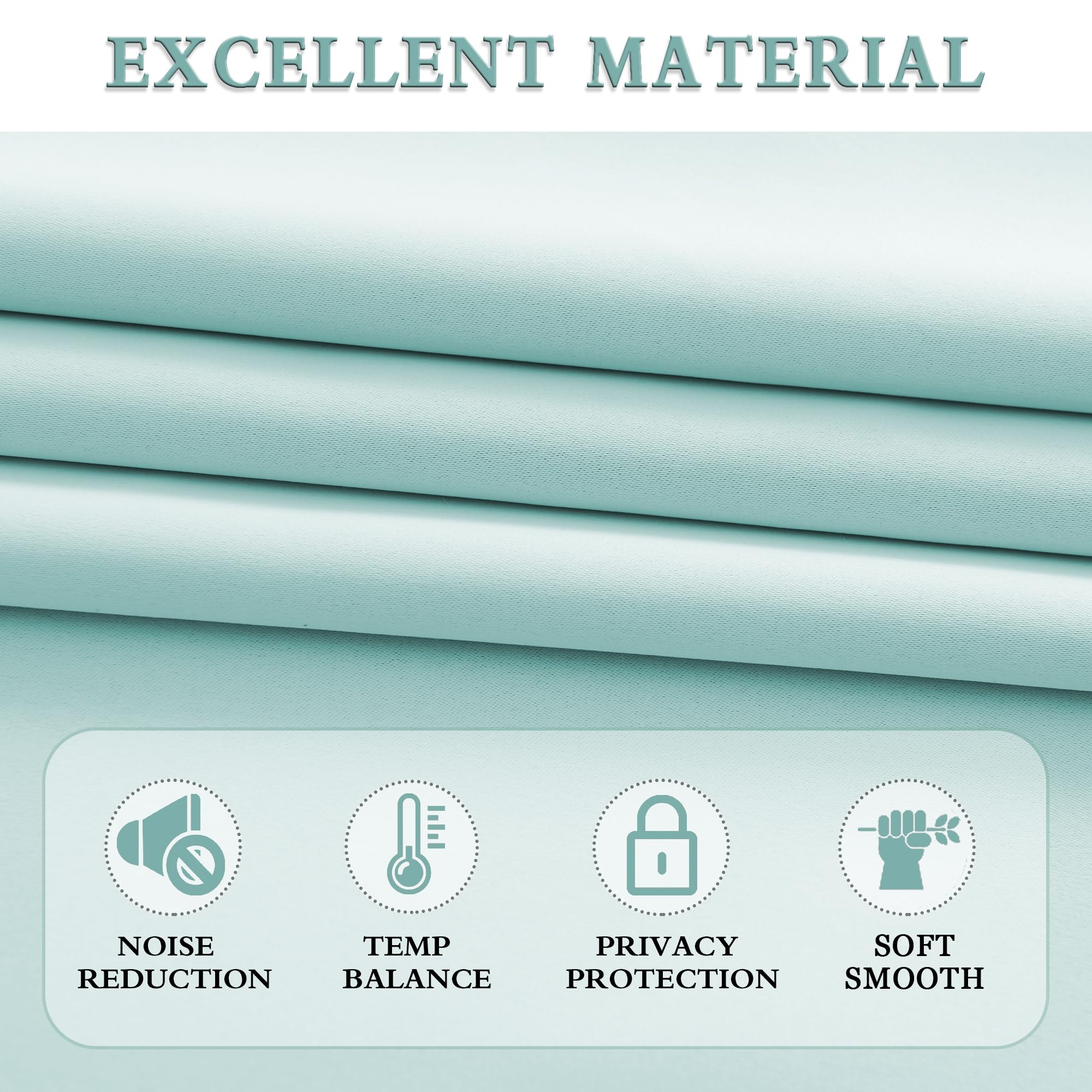 DONREN Aqua Color Curtain Drapes for Bedroom - Image 3