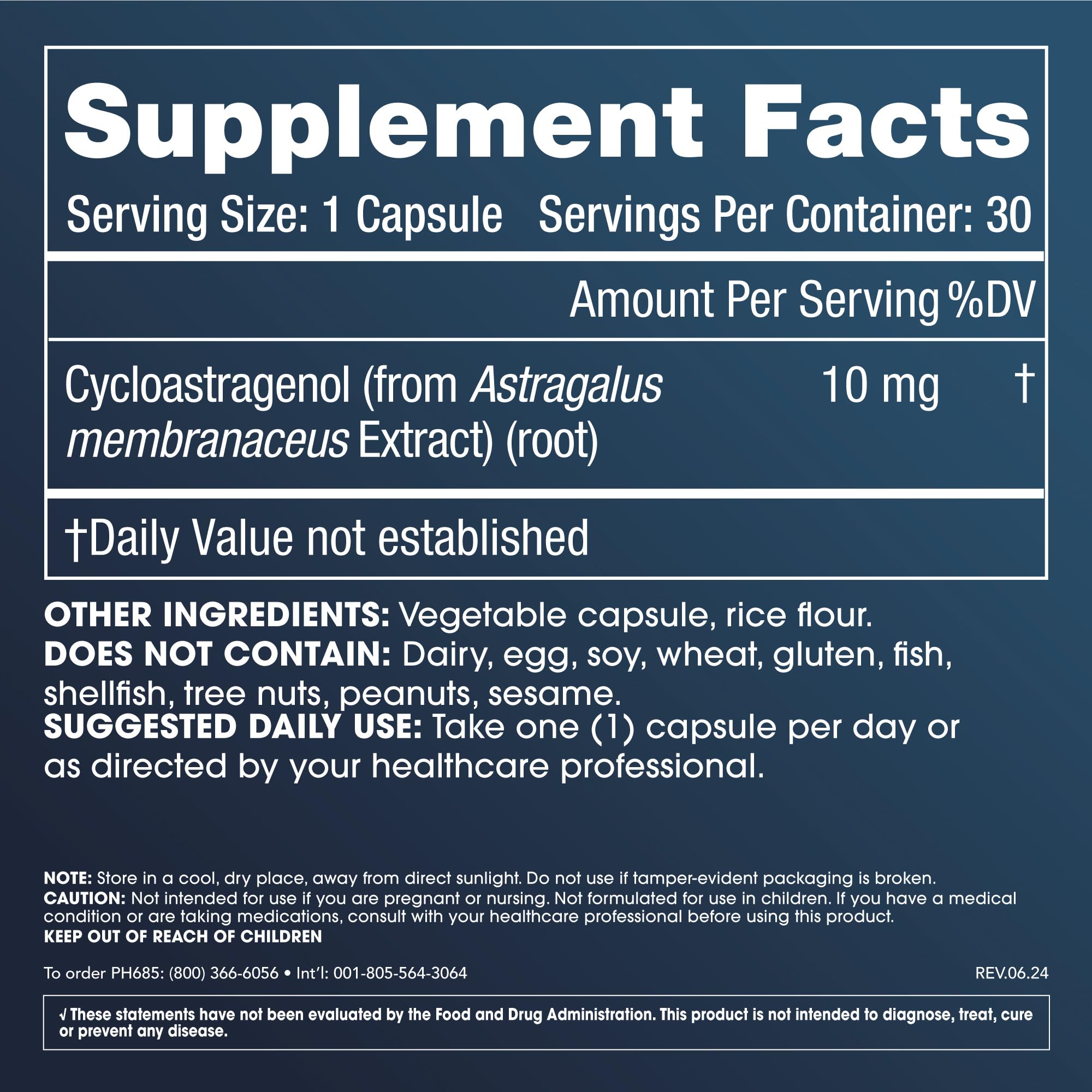 Cycloastragenol Supplement, 10 mg per Serving | Science-Backed to Support Telomere Length, DNA Structure & Healthy Aging | Third-Party Tested for Purity & Quality