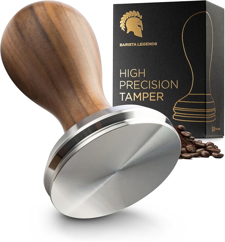 BaristaLegends 58,5 mm Espresso Tamper Rozsdamentes Acél Fa Nyéllel Profi Kávéhoz