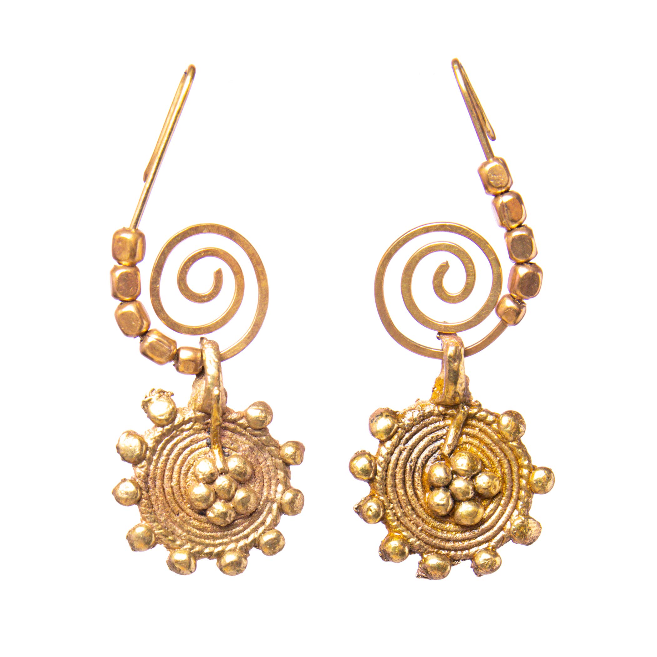 Miharu Handmade Dhokra Earrings with Antique Shape Bead, Brass Hoop Jewellery, Dangle and Drop for Women (Gold) (B083J4WX8T) Amazon Price History, Amazon Price Tracker